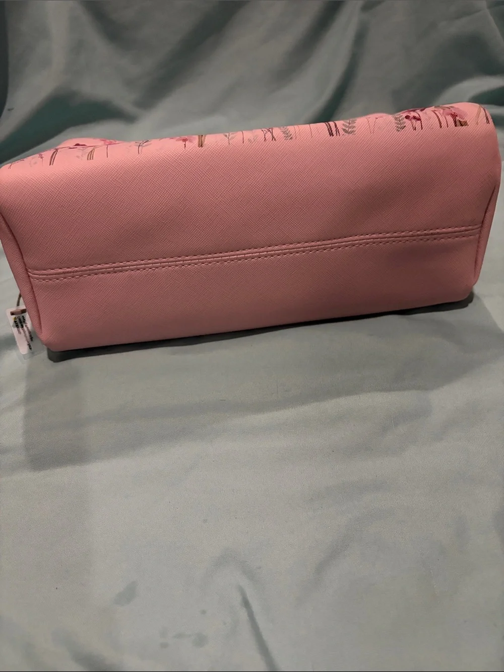 Vince Camuto Pink Floral Makeup Pouch with Gold Logo